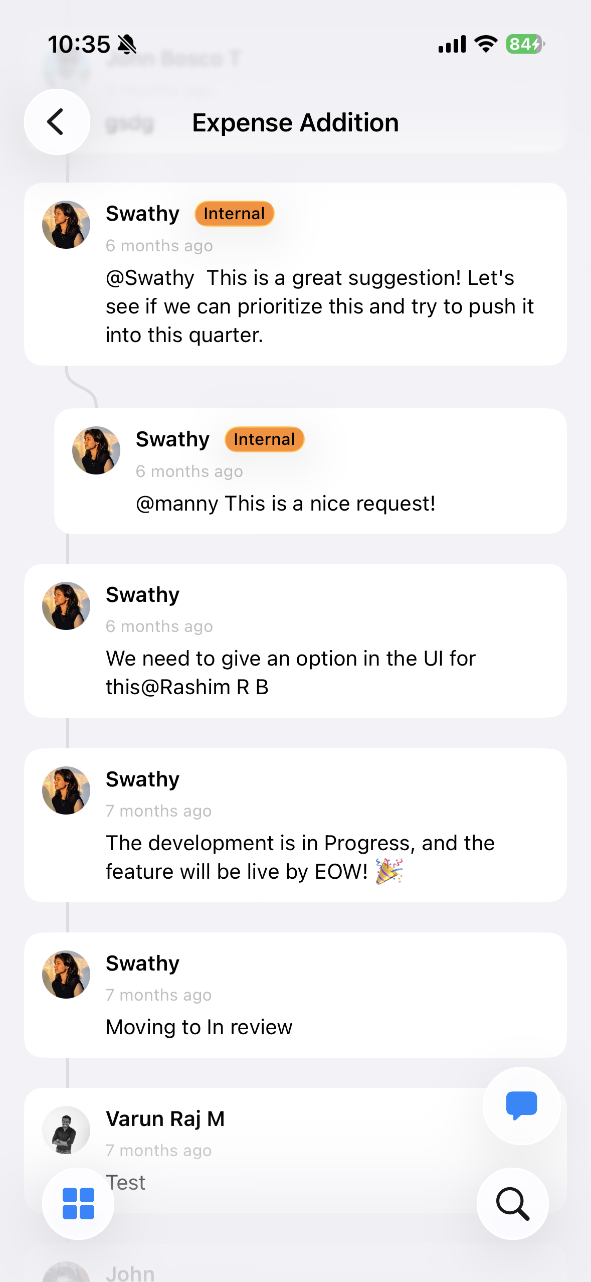 FeatureOS iOS threaded comments and internal notes